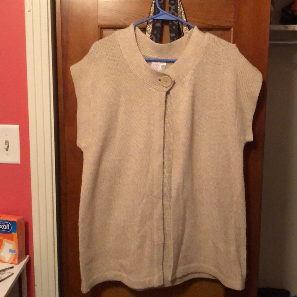 Cap sleeve tan sweater